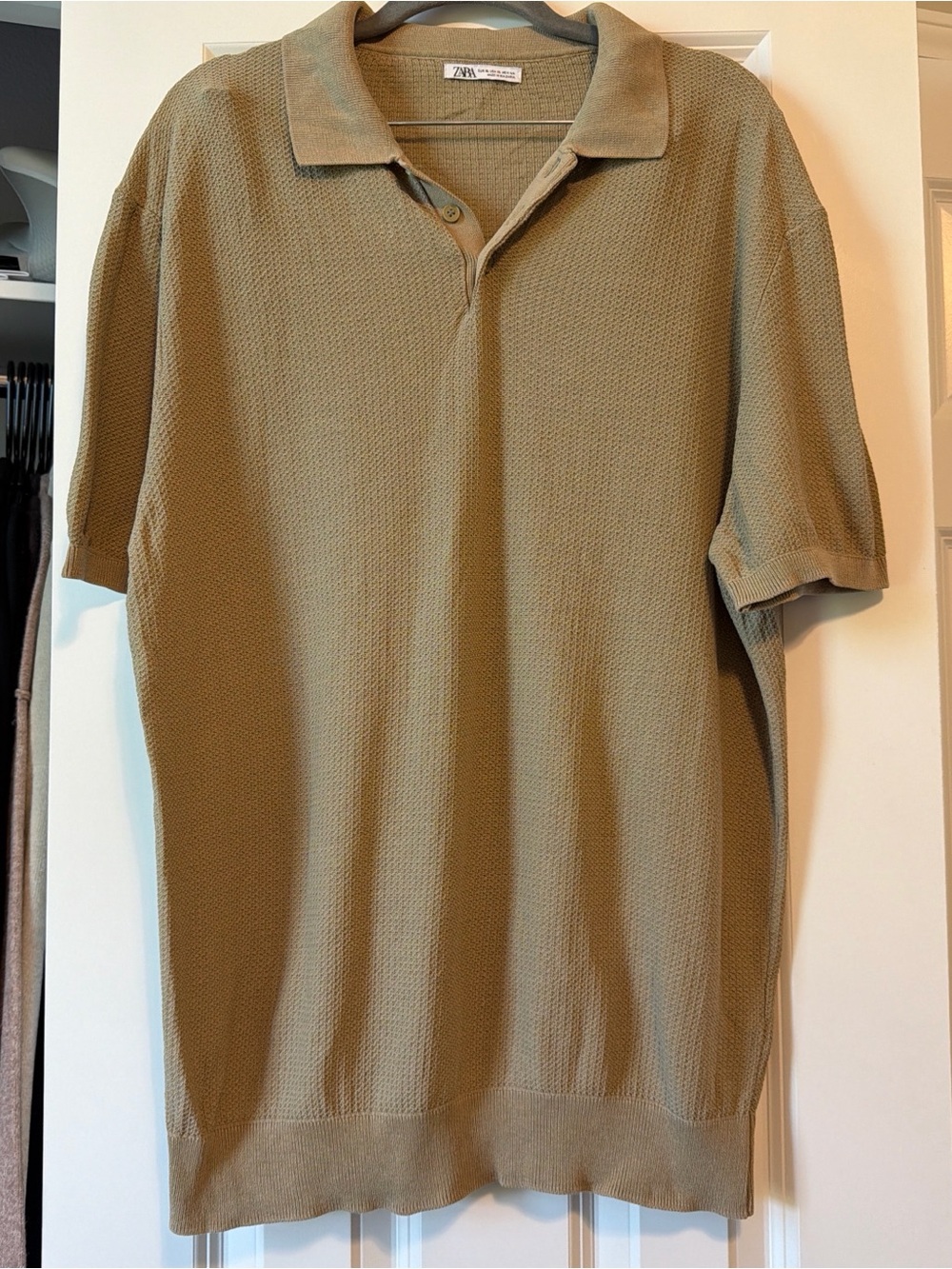 Zara Men's Beige/Tan Polo Knit Shirt